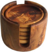 Set of 6 Coasters with Smooth Holder